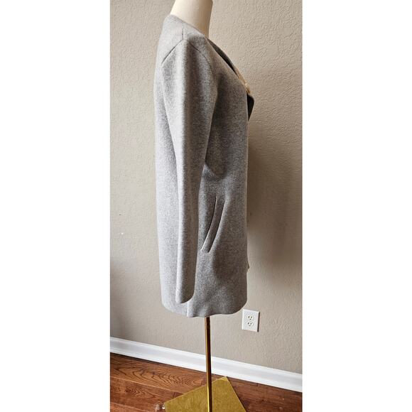 Theory Women's Gray Solid Wool Long Sleeve Open Front Sweater Coat Size Small - Picture 4 of 10